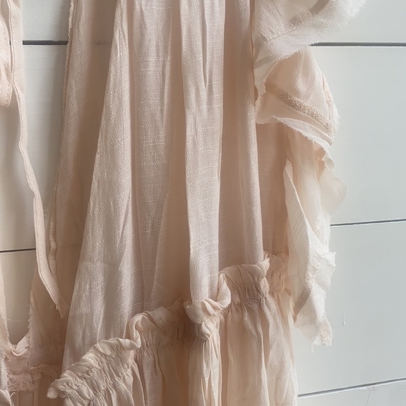 SOLD OUT Cream Gauze Boho Raw Hem Button Maxi Dress - Picture 11 of 11